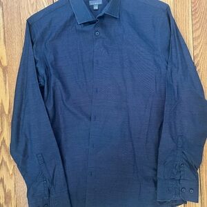 C2 by Calibrate Men’s Dark Navy Striped Dress Shirt (non iron)